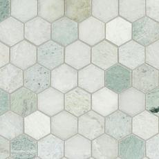 Maravilla Caribbean Green Hexagon Polished Marble Mosaic - 12in. x 12in