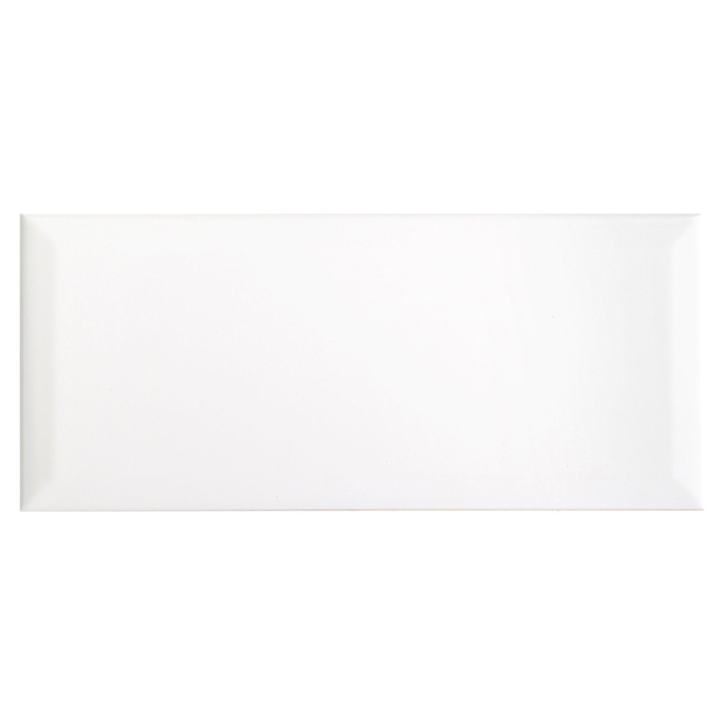 Bright White Ice Beveled Ceramic Wall Tile - 4 x 10 - 100132448 | Floor ...