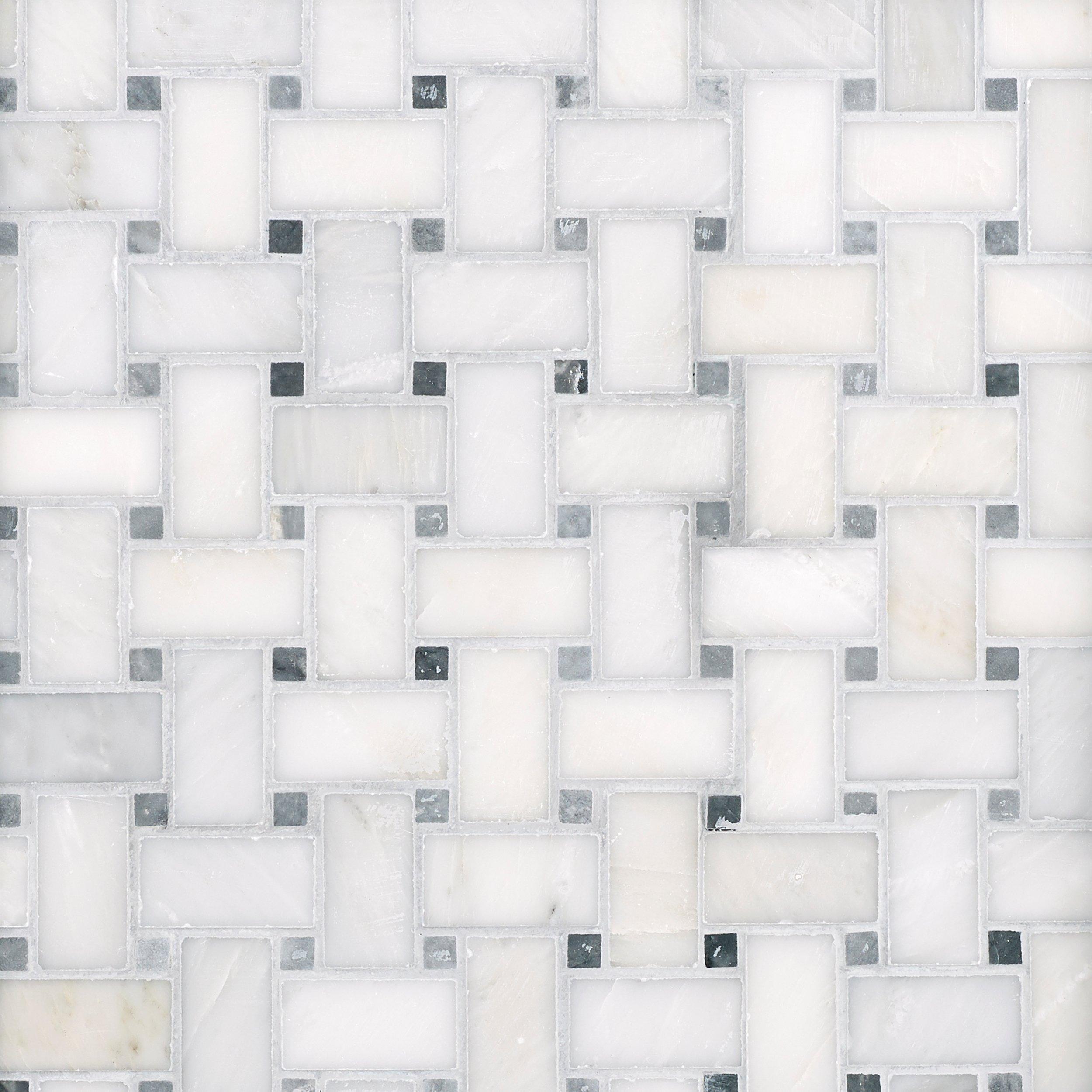 White and Black Basket Weave II Porcelain Mosaic - 12 x 12 ...