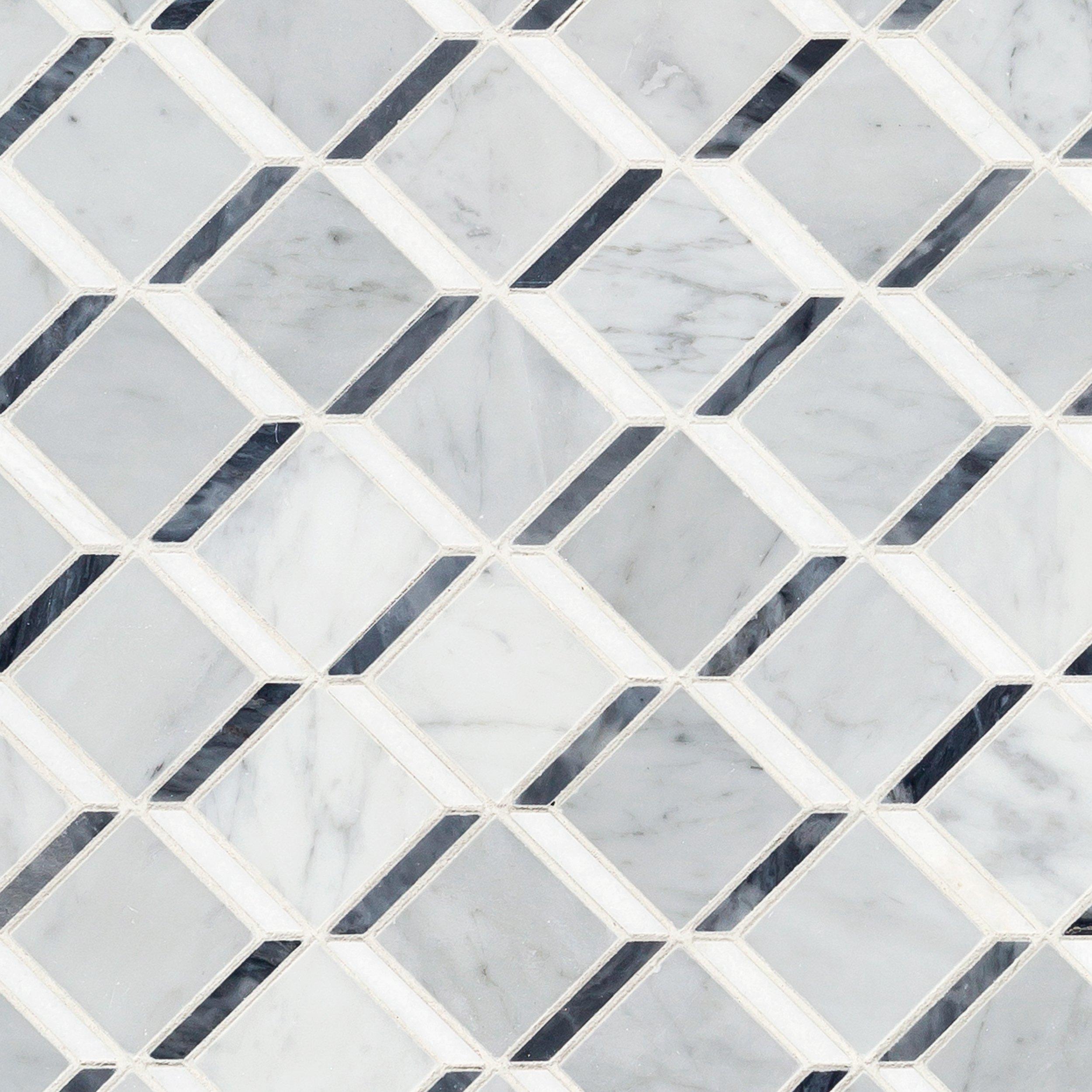 Carrara Thassos Cube Marble Mosaic - 11in. x 12in. - 100248491 | Floor ...