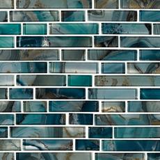 Kitchen Featuring Linear Mosaic Tile Backsplash glass tile