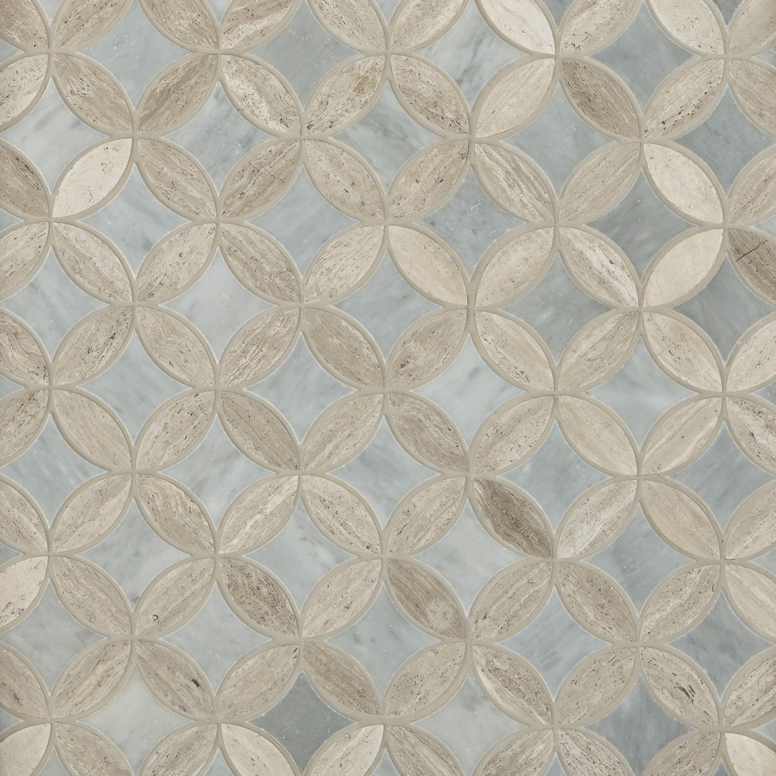  Valentino  White Bardiglio Tulip Polished Marble Mosaic 