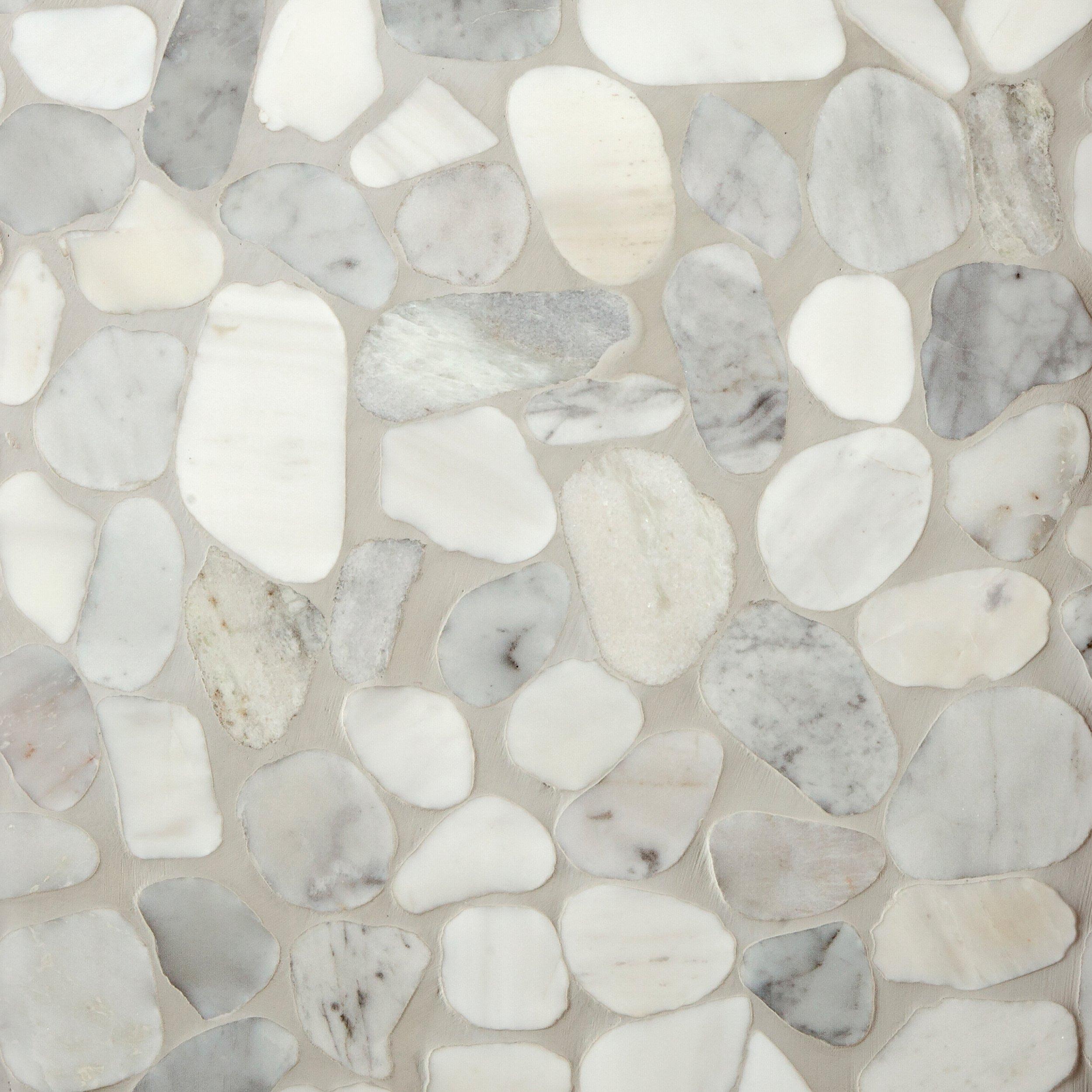 pebblestone mosaic carrara flat bianca mix tumbled thassos mosaici pebble mixed