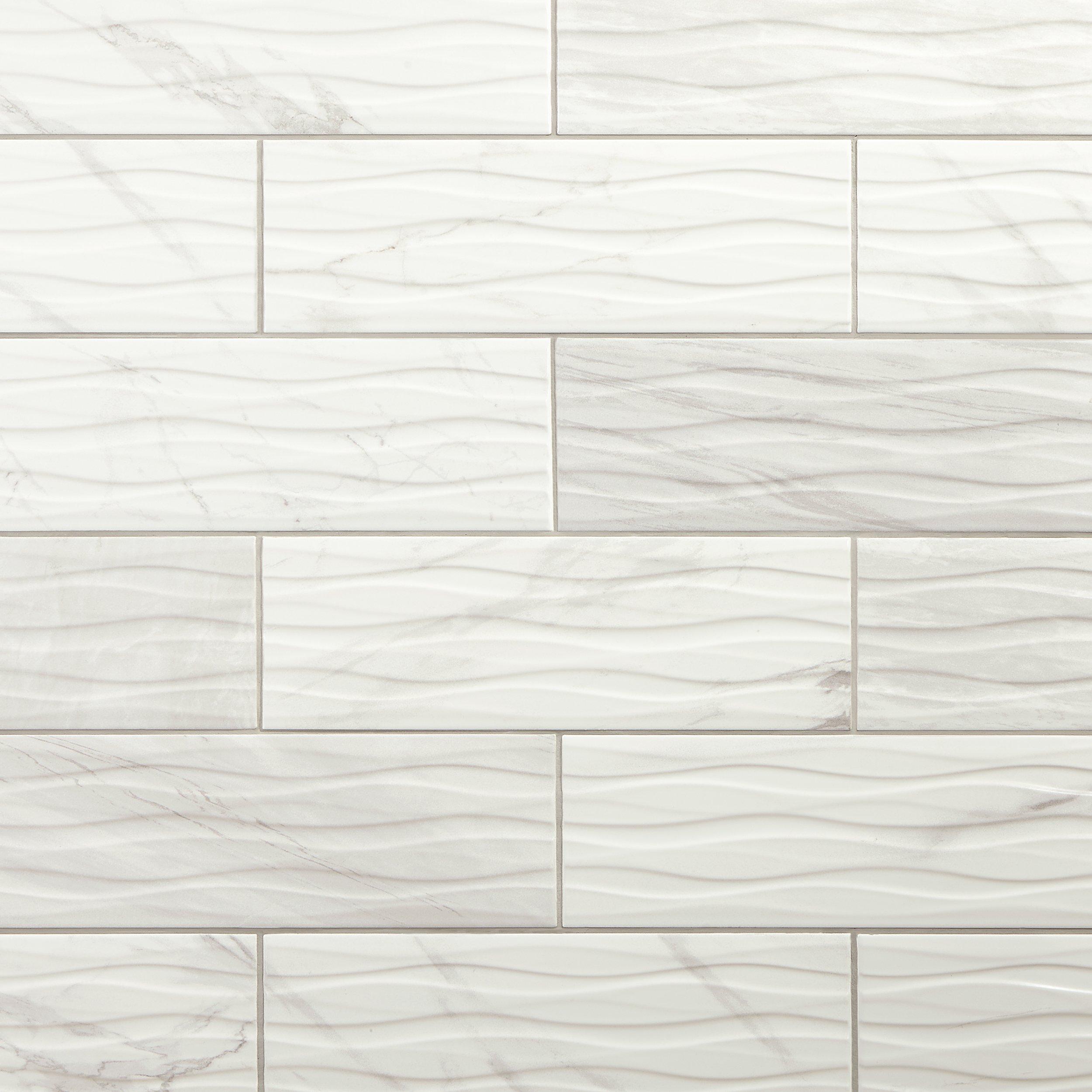 Marble Art Wave Polished Ceramic Tile - 6 x 18 - 100507888 ...