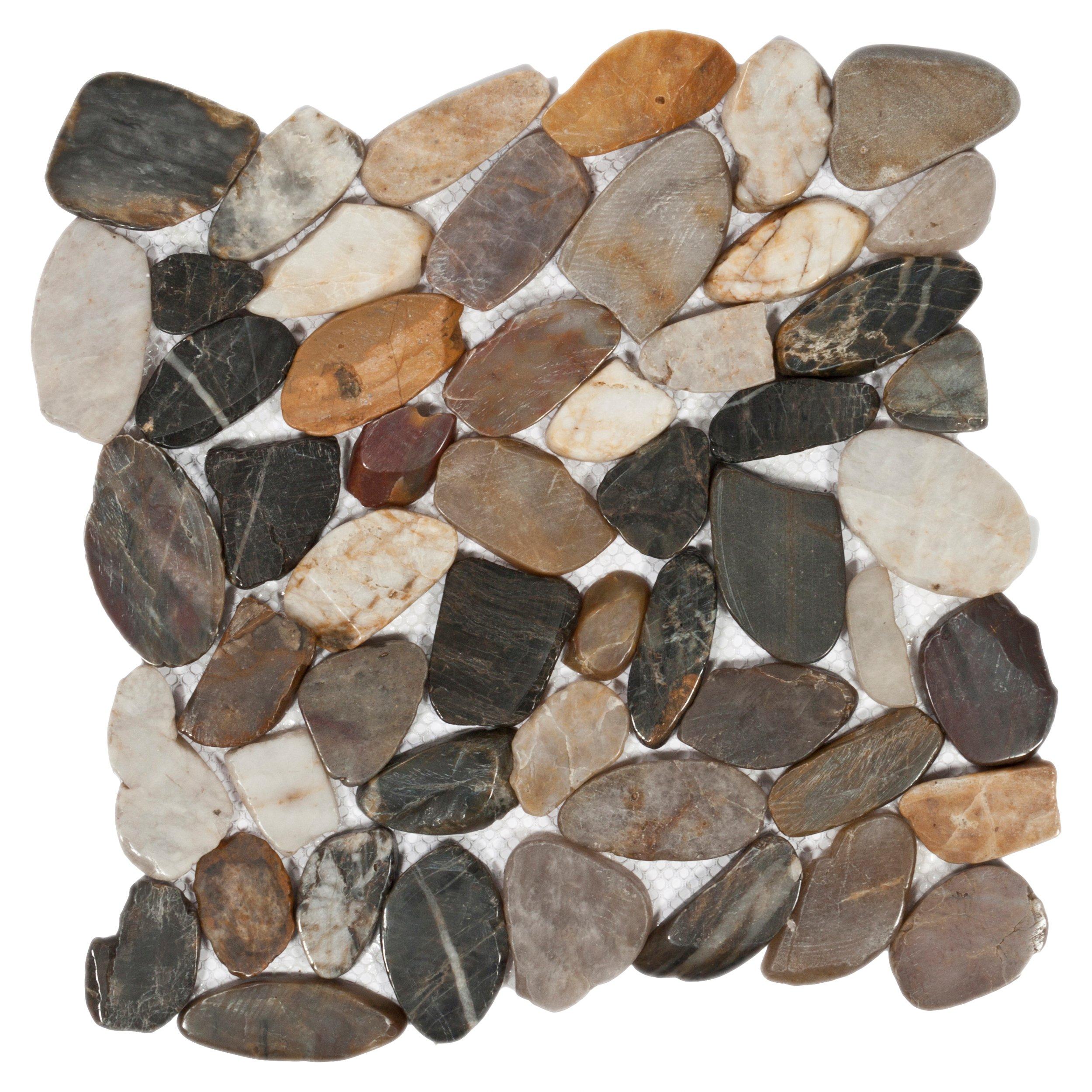 Multi Flat Polished Pebblestone Mosaic - 12 x 12 - 935400686 | Floor